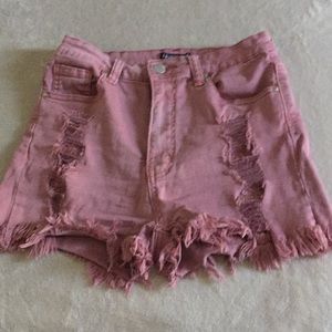 High waisted distressed shorts